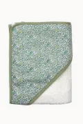 Cape de bain bébé liberty fleuri vert fabriquée en france Barnabé aime le café éponge  blanche
