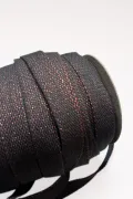Sangle coton & lurex - 4 mètres - Anthracite & lurex cuivré