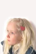 Barrette clic-clac cuir - Petit coeur fleuri
