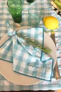Serviette de Table vichy brodée - Lagon
