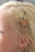 Barrette clic-clac cuir - Piou fleuri
