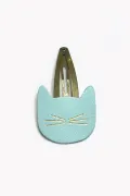 Barrette clic-clac cuir - Chat Bora Bora