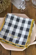 Serviette de Table vichy brodée - set de 6 - réglisse