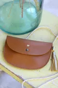 sac cuir fille marron pompon fantaisie Barnabé aime le café made in france