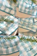 Serviette de Table vichy brodée - Lagon