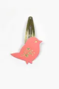 Barrette clic-clac cuir - Flamingo