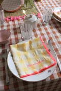 Serviette de table vichy brodée - Set de 6 - Maison bonheur