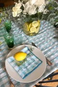 Serviette de Table vichy brodée - Lagon