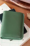 portefeuille homme  compact cuir lisse vert Barnabé aime le café made in france