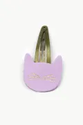 Barrette clic-clac cuir - Chat lilas