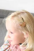 Barrette clic-clac cuir - Piou fleuri
