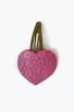 Barrette clic-clac cuir - Coeur framboise