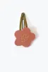 Barrette clic-clac cuir - Fleur pampa